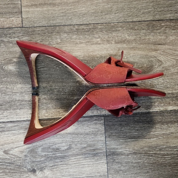 Gucci 'Tess' Original GG Monogram Slip On Heel Red Size 8 1/2 B - Picture 9 of 16